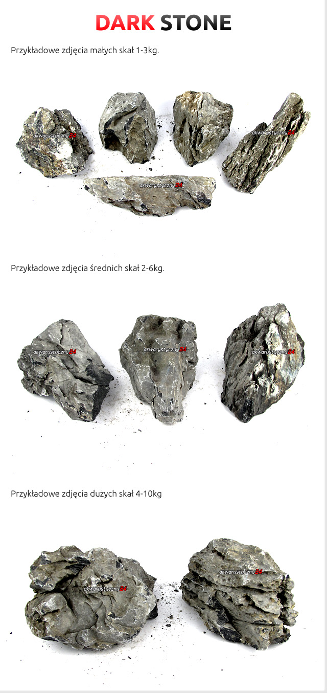 AQUAWILD DARK STONE 1kg - Piękne ciemne skały do akwarium roślinnego i dekoracyjnego