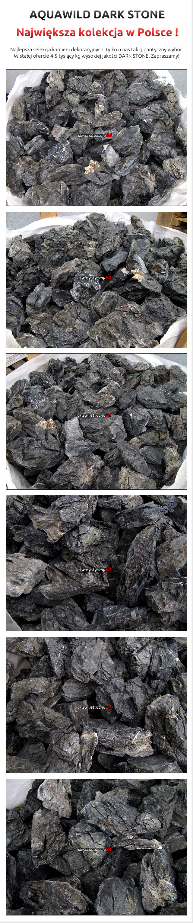 AQUAWILD DARK STONE 1kg - Piękne ciemne skały do akwarium roślinnego i dekoracyjnego