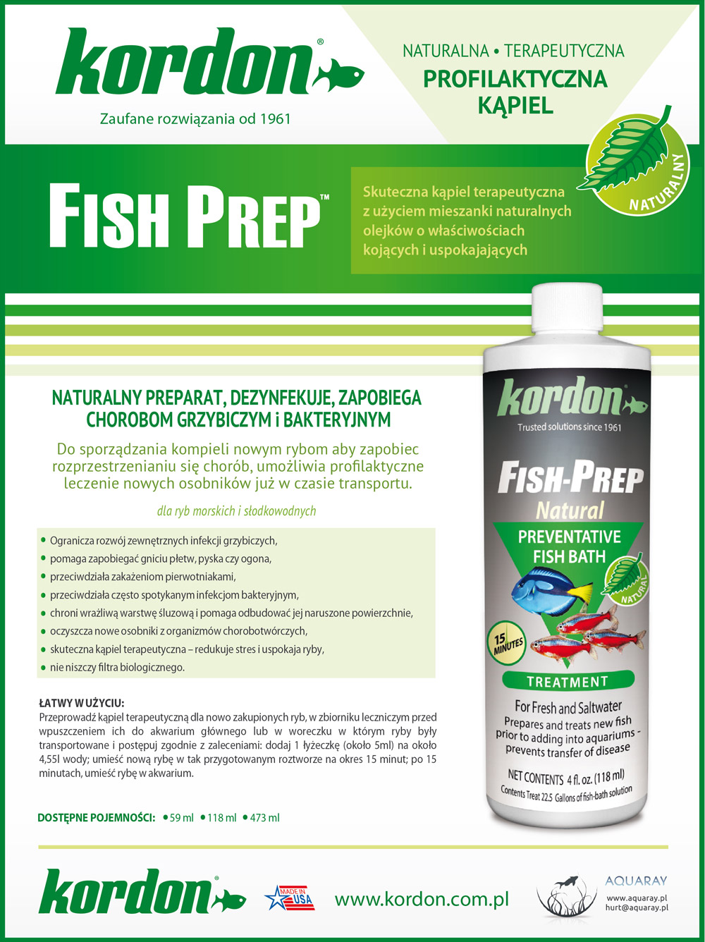 KORDON Fish Prep (32544) - Preparat leczniczy na infekcje grzybicze, pierwotniaki i inne choroby