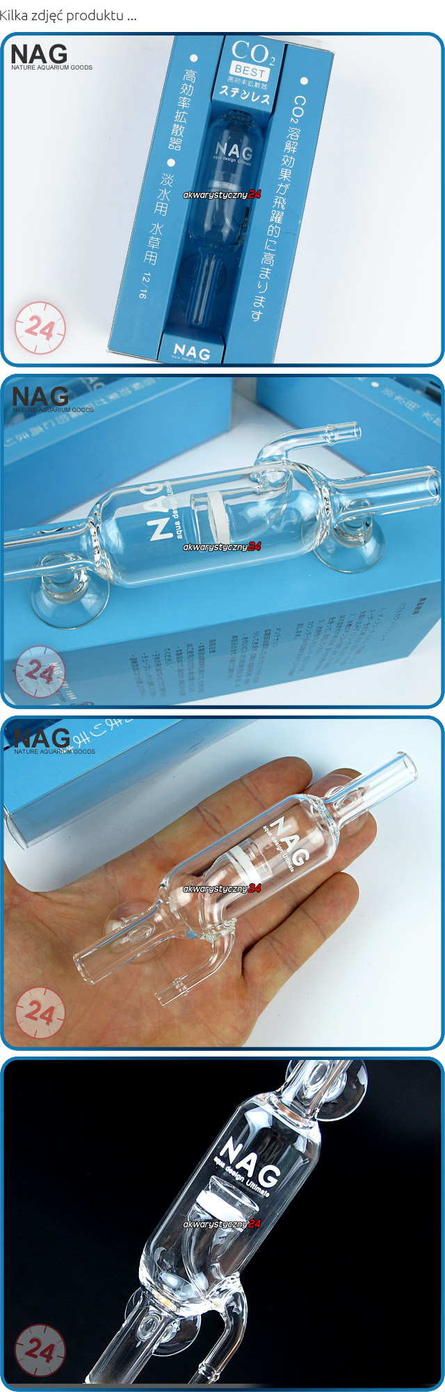 NAG Szklany dyfuzor przepływowy ze spiekiem ceramicznym 12/16mm