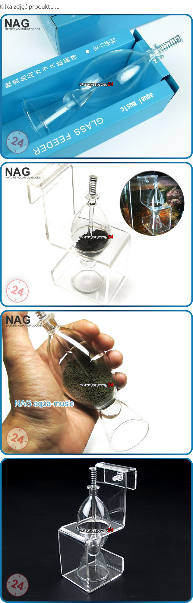 NAG Szklany karmnik z akrylową podstawką