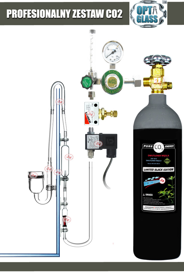 550N - Zestaw Co2 z butlą, elektrozaworem BMV i dodatkowym zaworkiem precyzyjnym Camozzi