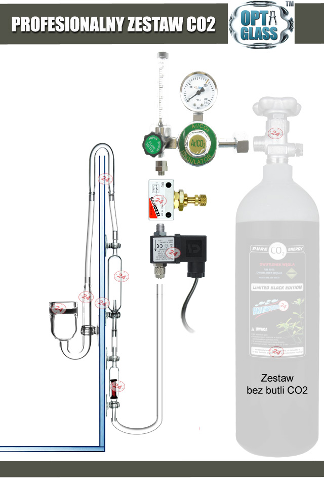 650N - Zestaw Co2 bez butli, z elektrozaworem BMV i dodatkowym zaworkiem precyzyjnym Camozzi