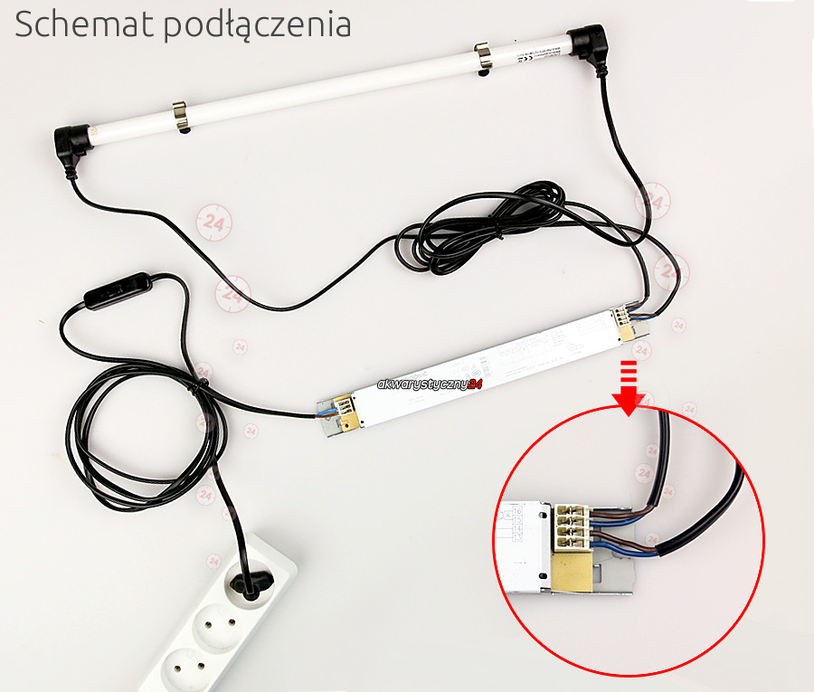 Zestaw oświetlenia 1x24W na świetlówki (44cm/55cm)