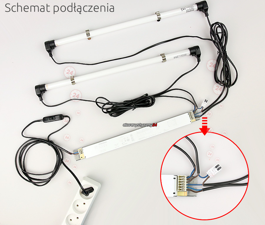 Zestaw oświetlenia 2x24W na świetlówki (44cm/55cm)