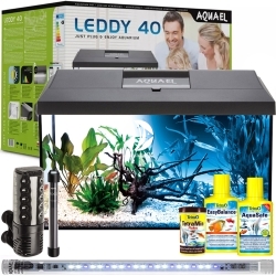 AQUAEL Leddy Day & Night 40 Black (124280) - Kompletny zestaw akwariowy z oświetleniem LED Day & Night, filtrem i grzałką.