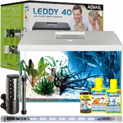 AQUAEL Leddy Day & Night 40 White (124286) - Kompletny zestaw akwariowy z oświetleniem LED Day & Night, filtrem i grzałką.