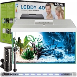 AQUAEL Leddy Day & Night 40 White (124286) - Kompletny zestaw akwariowy z oświetleniem LED Day & Night, filtrem i grzałką.