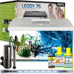 AQUAEL Leddy Day & Night 75 White (124288) - Kompletny zestaw akwariowy z oświetleniem LED Day & Night, filtrem i grzałką.