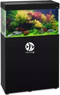 AQUAEL Zestaw Opti Set 125 Czarny + Szafka - Zawiera: akwarium, pokrywa, oświetlenie LED, szafka