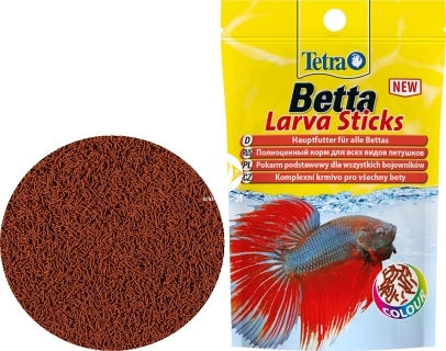 TETRA Betta Larva Sticks (T259317) - Pływający pokarm dla bojowników w kształcie pałeczek imitujących larwy owadów.