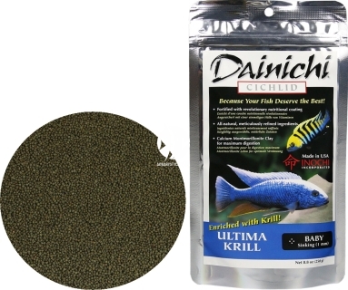 DAINICHI (Termin: 01.2022) Cichlid Ultima Krill Sinking 250g baby - Doskonale zbilansowany pokarm wspomagający szybki wzrost i prawidłowy rozwój pielęgnic