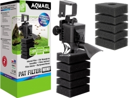 AQUAEL Pat Filter Mini + Gąbka (113835) - Filtr wewnętrzny do małych akwariów z dodatkową gąbką