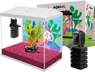 AQUAEL Leddy Mini Creative Set 35 White (122985) - Zestaw, akwarium z wyposażeniem