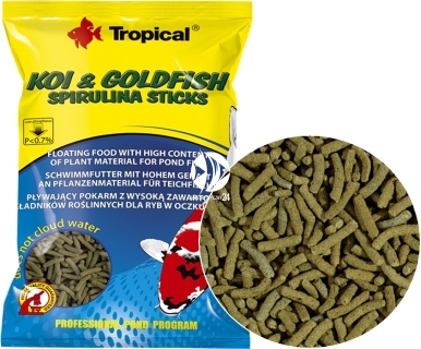 TROPICAL Koi&Goldfish Spirulina Sticks (40214) - Pokarm dla karpi Koi i złotych rybek