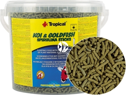 TROPICAL Koi&Goldfish Spirulina Sticks (40214) - Pokarm dla karpi Koi i złotych rybek