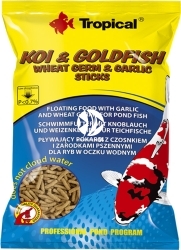 TROPICAL Koi&Goldfish Wheat Germ&Garlic Sticks (40696) - Pokarm dla karpi Koi i złotych rybek