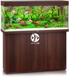 JUWEL Rio 240 LED (2x belka) Ciemne drewno + Szafka - Zawiera: Wyposażone akwarium z oświetleniem LED, szafka