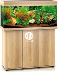 JUWEL Rio 180 HeliaLux Spectrum (2x belka) Jasne drewno + Szafka - Zawiera: Wyposażone akwarium z oświetleniem HeliaLux Spectrum LED, szafka