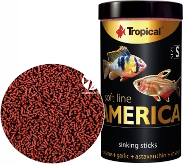 TROPICAL Soft Line America S 250ml/140g (67414) - Pokarm dla wszystkożernych i mięsożernych ryb z Ameryki Północnej i Południowej