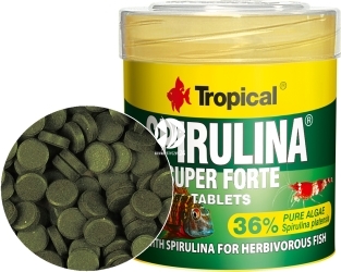 TROPICAL Spirulina Super Forte Tablets 50ml/36g 80sztuk (20752) - Roślinny pokarm w formie samoprzylepnych tabletek z wysoką zawartością spiruliny (36%)