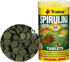 TROPICAL Spirulina Super Forte Tablets 250ml/150g 340sztuk (20754) - Roślinny pokarm w formie samoprzylepnych tabletek z wysoką zawartością spiruliny (36%)