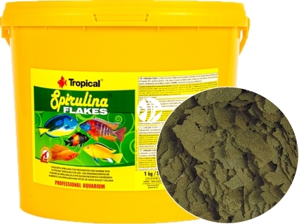 TROPICAL Spirulina Flakes 5L/1kg (70327) - Roślinny pokarm płatkowany z dodatkiem glonów Spirulina platensis