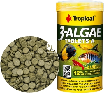 TROPICAL 3-Algae Tablets A 250ml/150g 340 sztuk (20734) - Tonące tabletki dla ryb dennych i skorupiaków