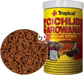 TROPICAL Cichlid & Arowana Medium Sticks 250ml/90g (63524) - Wybarwiające pałeczki z astaksantyną dla średnich pielęgnic i młodych arowan