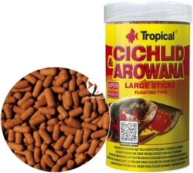 TROPICAL Cichlid & Arowana Large Sticks 250ml/75g (63534) - Wybarwiające pałeczki z astaksantyną dla średnich pielęgnic i młodych arowan