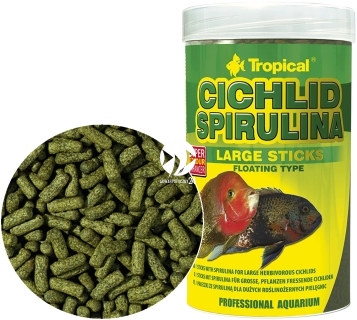 TROPICAL Cichlid Spirulina Large Sticks 250ml/75g (63634) - Pływające pałeczki roślinne ze spiruliną dla średnich pielęgnic