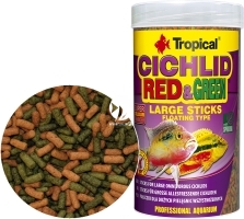 TROPICAL Cichlid Red & Green Large Sticks 250ml/75g (63734) - Pływające pałeczki ze spiruliną i astaksantyną dla dużych pielęgnic