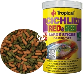 TROPICAL Cichlid Red & Green Large Sticks 1000ml/300g (63736) - Pływające pałeczki ze spiruliną i astaksantyną dla dużych pielęgnic