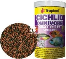 TROPICAL Cichlid Omnivore Small Pellet 250ml/90g (60954) - Pokarm wieloskładnikowy w formie pływającego granulatu dla młodych i mniejszych pielęgnic.