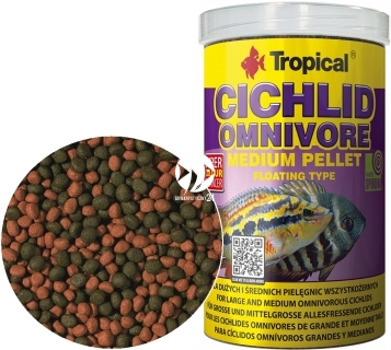 TROPICAL Cichlid Omnivore Medium Pellet 1000ml/360g (60966) - Pokarm dla pielęgnic średnich i dużych