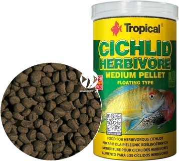 TROPICAL Cichlid Herbivore Medium Pellet 1000ml/360g (60866) - Pokarm dla pielęgnic roślinożernych średnich i dużych