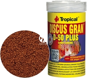 TROPICAL Discus Gran D-50 Plus 100ml/44g (61613) - Wybarwiający pokarm w formie tonącego granulatu dla paletek