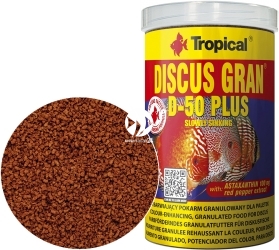 TROPICAL Discus Gran D-50 Plus 1000ml/440g (61616) - Wybarwiający pokarm w formie tonącego granulatu dla paletek
