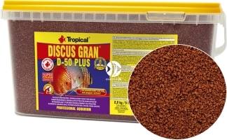 TROPICAL Discus Gran D-50 Plus 5L/2,2kg (61618) - Wybarwiający pokarm w formie tonącego granulatu dla paletek