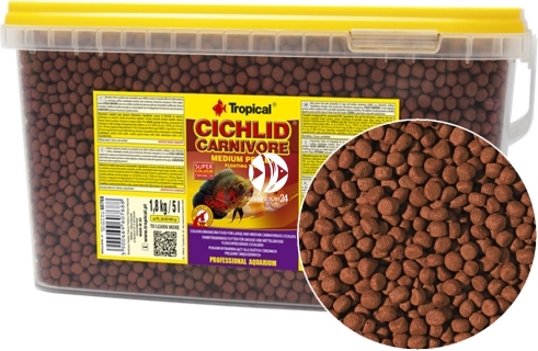 TROPICAL Cichlid Carnivore Medium Pellet 5L/1,8kg (60768) - Pokarm dla pielęgnic mięsożernych średnich i dużych