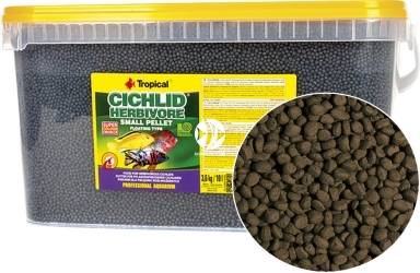 TROPICAL Cichlid Herbivore Small Pellet 10L/3,6kg (60859) - Pokarm dla pielęgnic roślinożernych młodych i małych