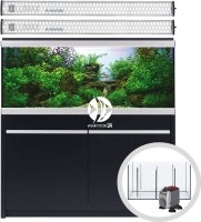 AKVASTABIL Zestaw Akwariowy Move 360l LED Czarny + Sump + Pompa - Zawiera: akwarium, oświetlenie 2xLED, pokrywa, szafka, sump, pompa