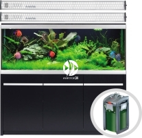 AKVASTABIL Zestaw Akwariowy Move 576l LED Czarny + Filtr - Zawiera: akwarium, oświetlenie 4xLED, pokrywa, szafka, filtr kubełkowy