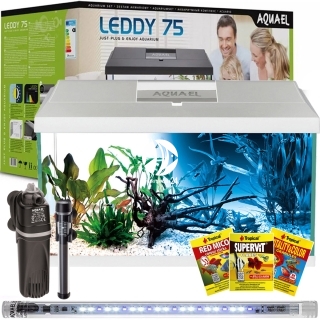 AQUAEL Leddy Plus 75 Day&Night White 2.0 (124535) - Zestaw akwariowy: oświetlenie LED, filtr, grzałka