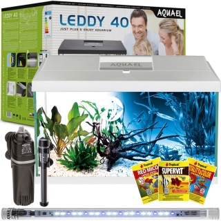 AQUAEL Leddy Plus 40 Day&Night White 2.0 (124531) - Zestaw akwariowy: oświetlenie LED, filtr, grzałka