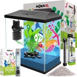 Leddy Mini Creative Set 35 Black + Wyposażenie - FULL SET 3 - Zestaw: akwarium filtr pokrywa oświetlenie grzałka podłoże