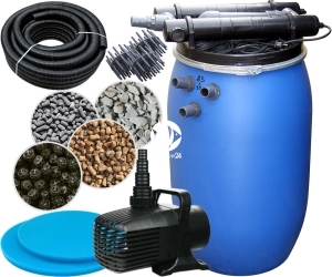 Zestaw filtracyjny do oczka z wodospadem do 85000l + UV (2x55W) - Zawiera: filtr ciśnieniowy, pompa, lampa UVC, wąż spiralny