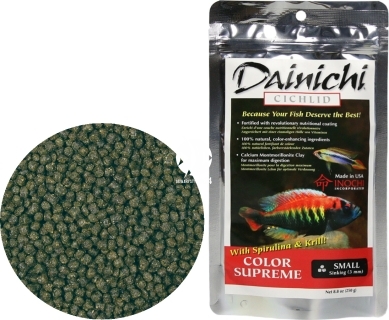 DAINICHI (Termin: 01.2022) Cichlid Color Supreme Sinking 250g small - Silnie wybarwiający pokarm dla pielęgnic mięsożernych i wszystkożernych