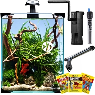 DIVERSA Nano LED 20 (119660) - Zestaw akwariowy: Akwarium Oświetlenie Filtr Grzałka
