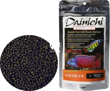 DAINICHI Cichlid Color FX Sinking (12603) - Pokarm super premium dla pielęgnic wzbogacony w 7 składników wybarwiających
